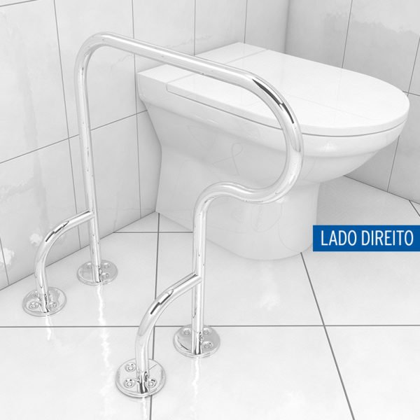 Barra de apoio fixa no piso – Modelo Curva Lado Direito