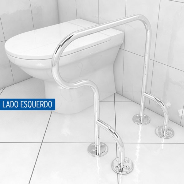 Barra de apoio fixa no piso – Modelo Curva Lado Esquerdo